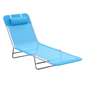 sezlong pliabil cu spatar reglabil si perna, 182x56x28cm - Img 1