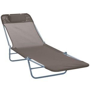 sezlong reglabil, 182x56x28cm, culoare cafea - Img 1