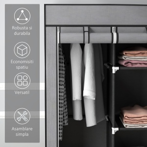 sifonier Pliabil Textil – Cu Rafturi & Sertare, Ideal pentru Spatii Mici - Img 6