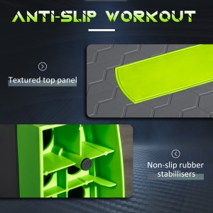 Stepper Aerobic Reglabil pe 3 Înălțimi, Step Fitness din Plastic pentru Antrenament, 78x28x10/15/20 cm, Verde - Img 6