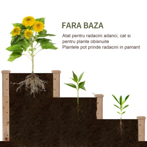 suport 3 rafturi lemn pentru plante, 120x120x56 cm - Img 5