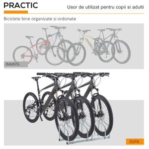 Suport de parcare pentru 3 biciclete din otel, 70,5 x 33 x 27cm, argintiu - Img 7