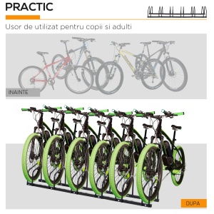 Suport de parcare pentru 6 biciclete din otel, 179x33x27 cm, negru - Img 7