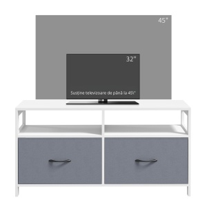 Suport Dulap TV pentru Televizoare de pana la 45”, Centru de Divertisment cu Sertare Pliabile si Rafturi de Depozitare pentru Camera de Zi, Dormitor - Img 4