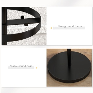 Suport pentru Haine și Umbrele, Cuier Independent cu 8 Carlige Rotunde pentru Haine, Pălării și Poșete, Φ34x177 cm, Negru - Img 6