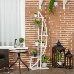 Suport pentru plante cu 5 niveluri Scara in forma de jumatate de luna Suport pentru ghivece Raft pentru interior, exterior, camera de zi, studiu, balcon si dormitor - Img 2