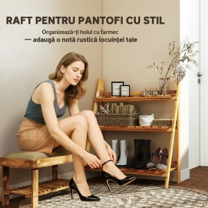 Suport pentru Plante Pliabil, Jardinieră cu 3 Niveluri, Raft de Exterior pentru Plante, 80x37x93 cm, Lemn Natural - Img 7