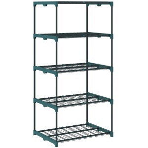 Suport pentru Plante Vertical cu 5 Niveluri din Oțel și Plastic, Suport Ghivece pentru Interior și Exterior Grădină Balcon, 67x49x138 cm, Verde Închis - Img 1