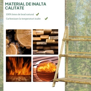 Suport Pliabil pentru Plante din Lemn de Brad cu 3 Nivele, 100x37x93 cm, Lemn Natural - Img 4