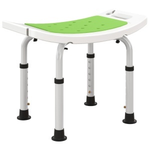 Taburet pentru Duș din Aluminiu și Plastic Antiderapant, Reglabil 6 Niveluri 39-52cm, Verde