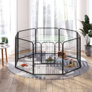 tarc Modular 8 Panouri – 79×79 cm, Metal Negru pentru Animale - Img 9