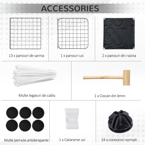 tarc Modular Iepuri & Porcusori – 105×70×35 cm, Negru - Img 6
