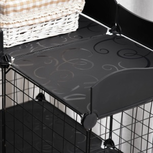 Țarc Modular pentru Animale de Talie Mică, cu Panouri și Accesorii, 105x70x116 cm, Negru - Img 8