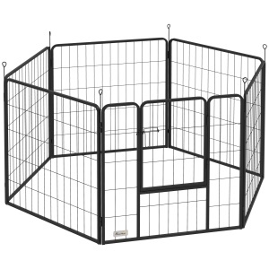 Țarc pentru Câini Portabil din 6 Panouri, 160x80x80 cm, Negru