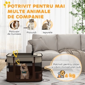 Țarc pliabil pentru câini cu geantă de transport pentru interior/exterior, Gri - Img 4