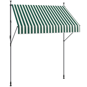 Tenda de Soare cu Suporturi Reglabile și Manivelă, Verde și Alb - Img 1