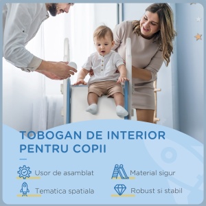 Tobogan Copii 18-36 Luni – Tema Spatiala cu Trepte Antiderapante - Img 6