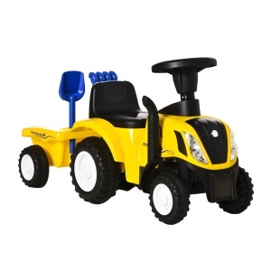 Tractor pentru Copii Prevazut cu Loc cu Remorca Varsta 12-36 Luni Galben - Img 1