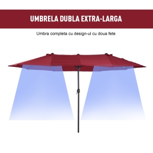 Umbrela cu deschidere dubla de Gradina in otel si poliester, Ros - Img 4