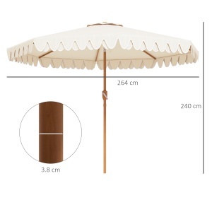 Umbrelă de Grădină cu Deschidere cu Manivelă, Fald Dublu şi Înclinabil, 2.7x2.4 m, Alb Crem - Img 3