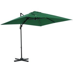 Umbrelă de Grădină cu Manivelă, Rotire la 360°, Orificii de Ventilație și Parasolar Reglabil, 2.5x2.5 m, Verde - Img 1