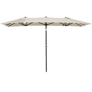 Umbrelă de Grădină Dublă Înclinabilă și Reglabilă în Înălțime, 295x150x170-214 cm, Alb Crem - Img 1