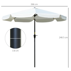 Umbrelă de Grădină Înclinabilă cu Deschidere cu Manivelă și Orificiu de Aerisire, Ø266x248.5 cm, Crem - Img 3