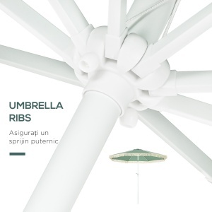 Umbrelă de Grădină Înclinabilă cu Franjuri, Manivelă şi Tijă în 2 Secţiuni, Ø2.65x2.45 m, Verde - Img 7