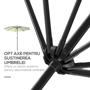Umbrelă de Grădină Înclinabilă, cu Manivelă și Tijă Demontabilă, din Metal și Poliester, Ø295x250 cm, Albastru - Img 7