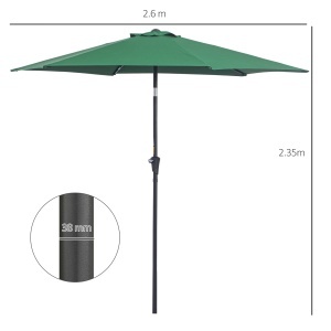 Umbrela de Gradina Reclinabila Plaja Aluminiu si Poliester Φ2.6×2.35m Verde Inchis - Img 3