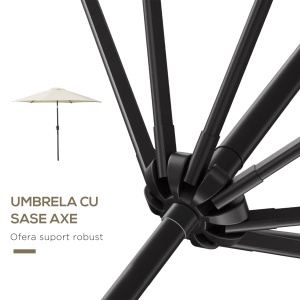 Umbrela de Gradina si Plaja Inclinabila Aluminiu si Poliester Alb Φ2.6×2.35m - Img 8