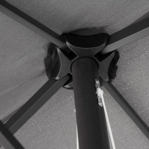 Umbrelă de grădină XXL cu picior în cruce, umbrelă de dimensiuni mari 4,6L x 2,7l x 2,4H cm, manivelă de deschidere/închidere, oțel, poliester de înaltă densitate, gri - Img 4