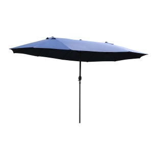 Umbrela Dubla de Gradina cu Deschidere cu manivela, Otel si Poliester, 460x270x240cm, albastra - Img 1