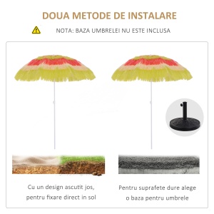 Umbrelă Hawaiană Portabilă, Acoperitoare Ø160cm, Impermeabilă, Înălțime până la 180cm - Img 7