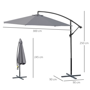 Umbrela pentru Gradina Brat Deluxe Inclinabila cu Manivela, Φ3m - Img 3