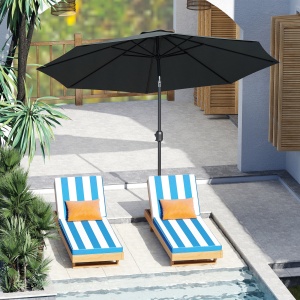 Umbrelă Rotundă de 300x250cm cu Manivelă și Funcție de Înclinare, Umbrelă de Grădină, Terasă, Exterior, Metal și Poliester Gri Închis - Img 2