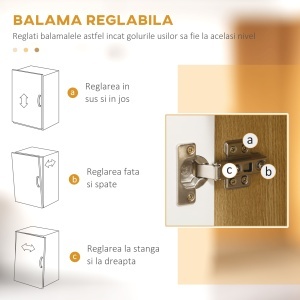 Unitate de camara inalta din PA de culoare alb si lemn cu 4 usi cu dulapuri si raft deschis, pentru bucatarie si sufragerie, 80x40x180 cm - Img 6