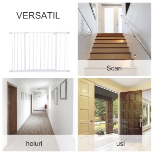 Ușă de Siguranță Extensibilă pentru Câini cu Montaj prin Presiune, 76x76 cm, Alb - Img 5
