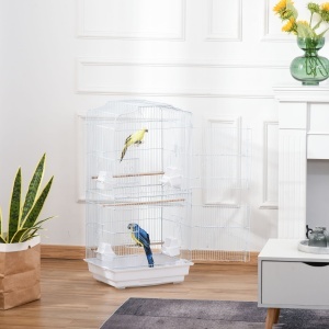Voliera Pasari – 46,5×35,5×92 cm, Metal & Plastic Alb - Img 4
