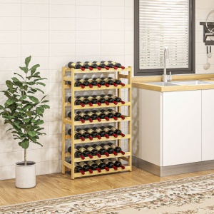 Wooden Wine Rack 42 Bottles, Narrow 7-tier Wine Holder for Home Bar - Img 2