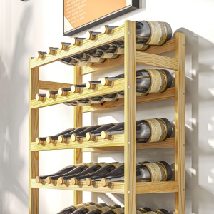 Wooden Wine Rack 42 Bottles, Narrow 7-tier Wine Holder for Home Bar - Img 7