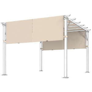 2 Bucăți Husă de Schimb pentru Pergolă, Copertină de Umbrire, Ușor de Instalată, pentru Pergolă 3 x 3(m), Bej - Img 1