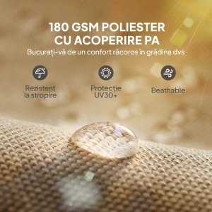 2 Bucăți Husă de Schimb pentru Pergolă, Copertină de Umbrire, Ușor de Instalată, pentru Pergolă 3 x 3(m), Bej - Img 5