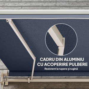 3,6 x 2,5 m Copertină Retractabilă cu Manivelă pentru Terasă, Grădină, Alb Crem - Img 6