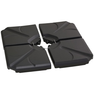 4 bucati baza de umbrela din plastic HDPE, umpluta cu apa si nisip pana la 18 kg, 103x103x8,3 cm, negru