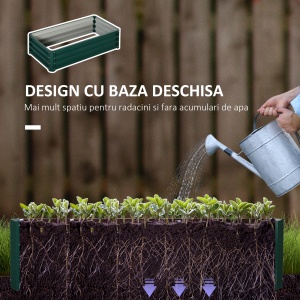 4' x 2' x 1' Pat de Gradina Galvanizat Inaltat, Cutie de Plantare din Metal Pat Inaltat pentru Legume, Flori, Plante si Plante Aromatice, Verde - Img 5