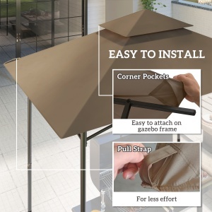 Acoperiș de Schimb pentru Pergolă cu 2 Nivele și Buzunare de Colț, 160 g/m², UV50+, 244x152 cm, Kaki - Img 5