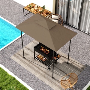Acoperiș de Schimb pentru Pergolă cu 2 Nivele și Buzunare de Colț, 160 g/m², UV50+, 244x152 cm, Kaki - Img 7