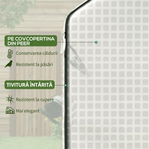 Acoperiș de Schimb pentru Seră PE Walk-in cu Ușă Rulabilă și Ferestre, 143 x 70 x 190cm, Verde - Img 4