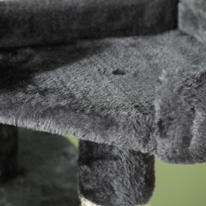 Albero Tiragraffi per Gatti con Due Cucce in Peluche e Sisal, Grigio, 50x50x170cm - Img 9